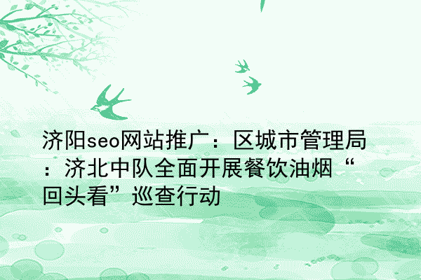 济阳seo网站推广：区城市管理局：济北中队全面开展餐饮油烟“回头看”巡查行动