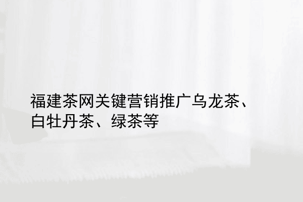 福建茶网关键营销推广乌龙茶、白牡丹茶、绿茶等