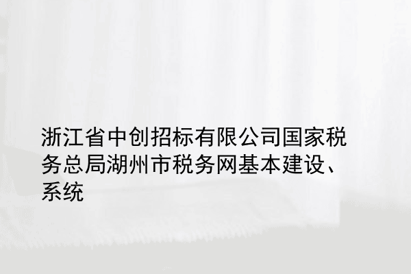 浙江省中创招标有限公司国家税务总局湖州市税务网基本建设、系统