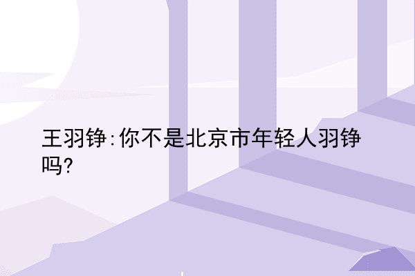 王羽铮:你不是北京市年轻人羽铮吗?