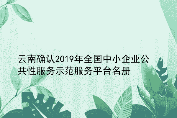 云南确认2019年全国中小企业公共性服务示范服务平台名册