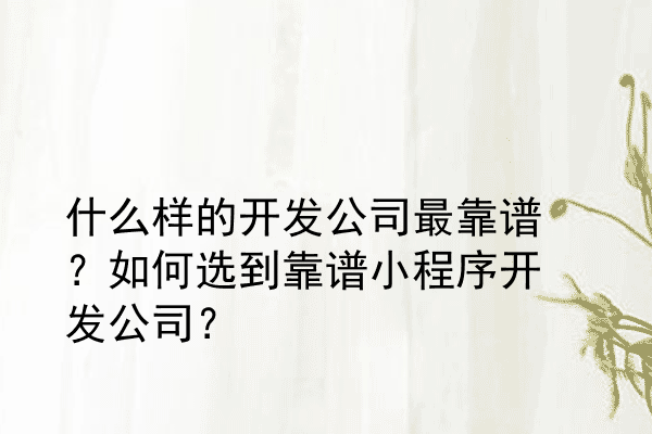 什么样的开发公司最靠谱？如何选到靠谱小程序开发公司？