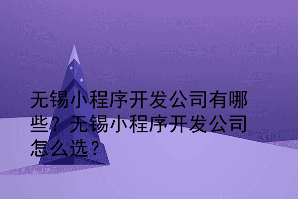 无锡小程序开发公司有哪些？无锡小程序开发公司怎么选？